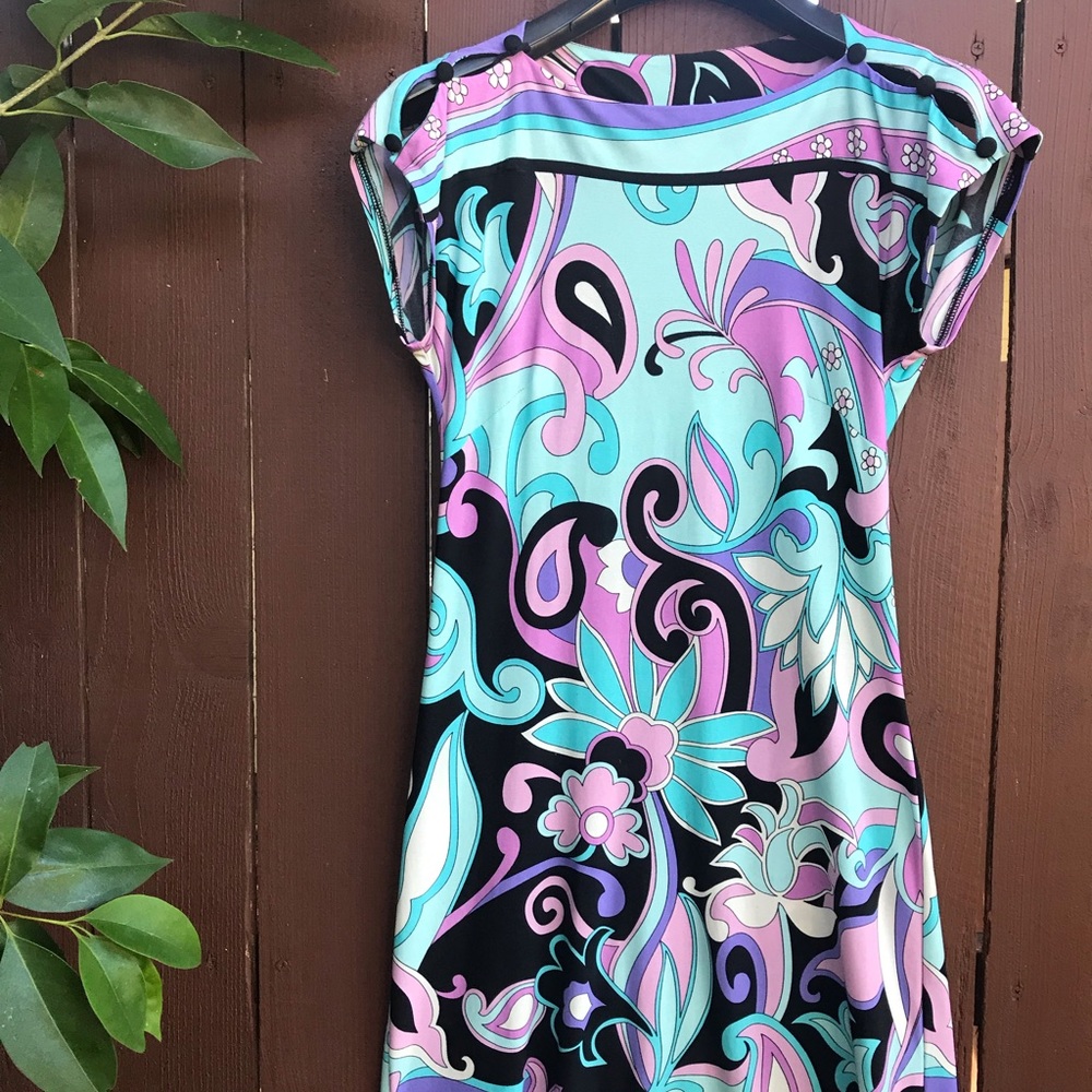 Donna Morgan Fitted Floral Shortsleeved Dress S 4